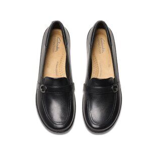 Clarks Cora Amanda Women's Leather Slip-On Shoes Black Leather 7 1/2 M